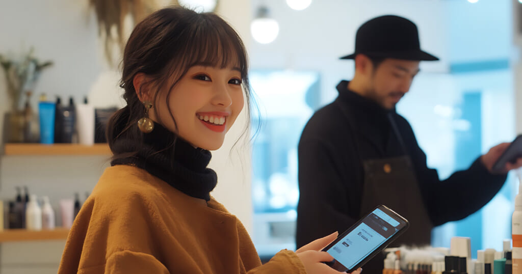 スマホを持つ女性