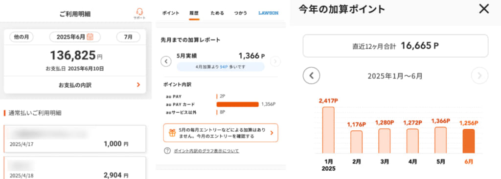 au PAYカード 明細