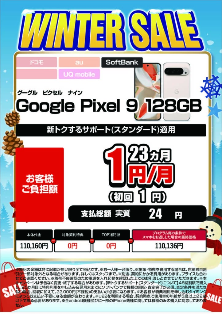 Google Pixel 9 プライスカード