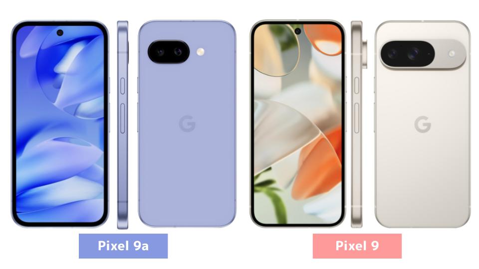 Pixel 9aとPixel 9のサイズ・デザインを比較