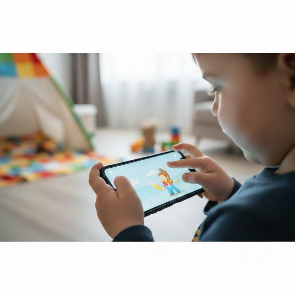 スマホを触る子供の手