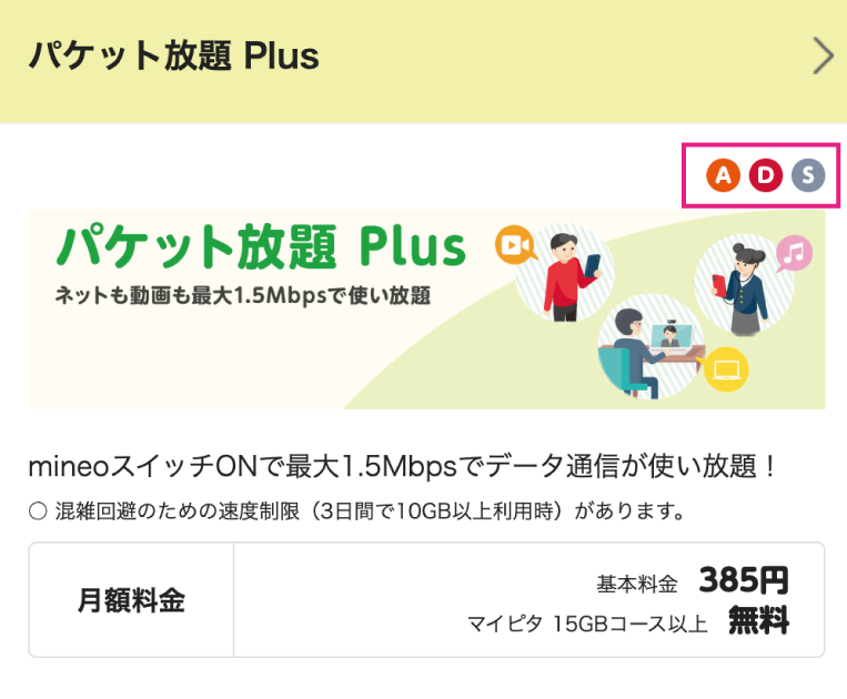 mineo パケット放題 Plus