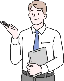 案内するスタッフ