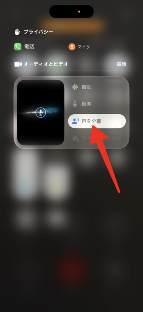 マイクモードを「声を分離」に切り替える(相手の声が聞き取りにくい場合)